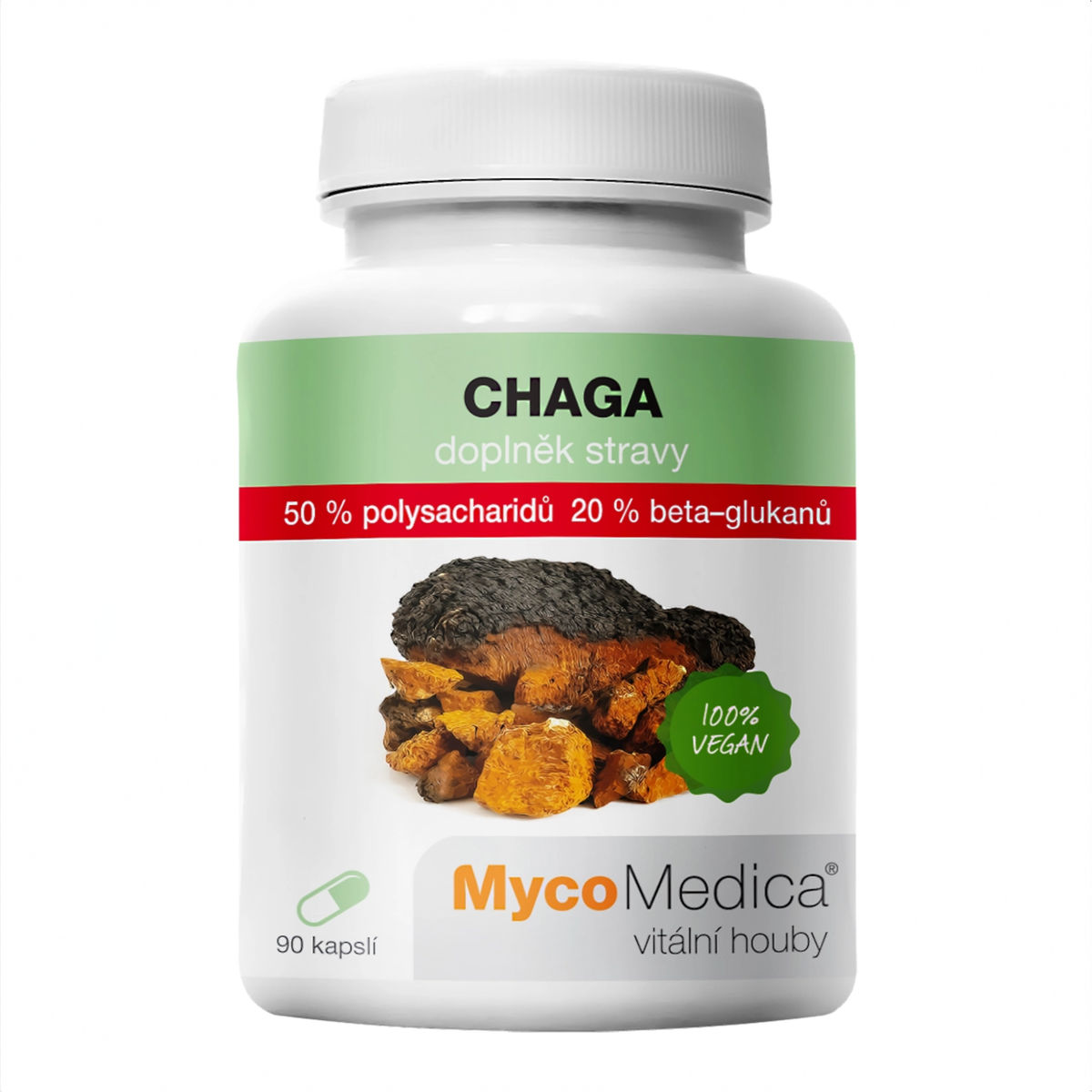MycoMedica Chaga 50 % 90 rastlinných kapsúl
